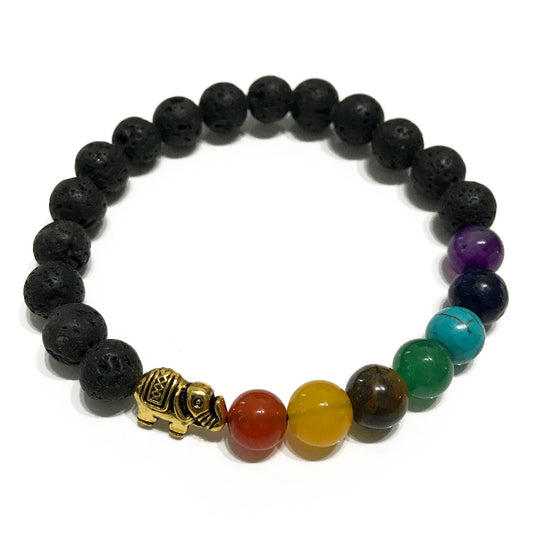 Lava stone bracelet - Elephant / Chakra