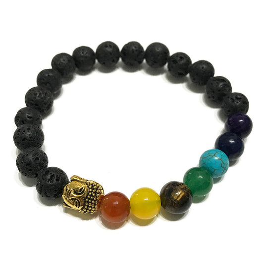 Lava stone bracelet - Buddha / Chakra