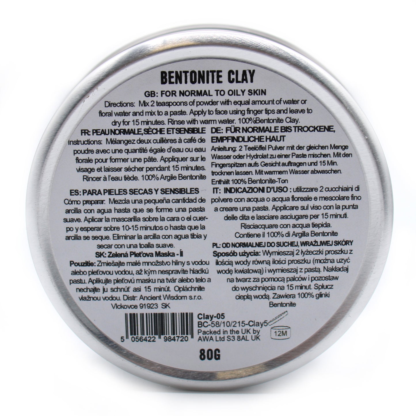 Bentonite Clay Face Mask Powder 50 g