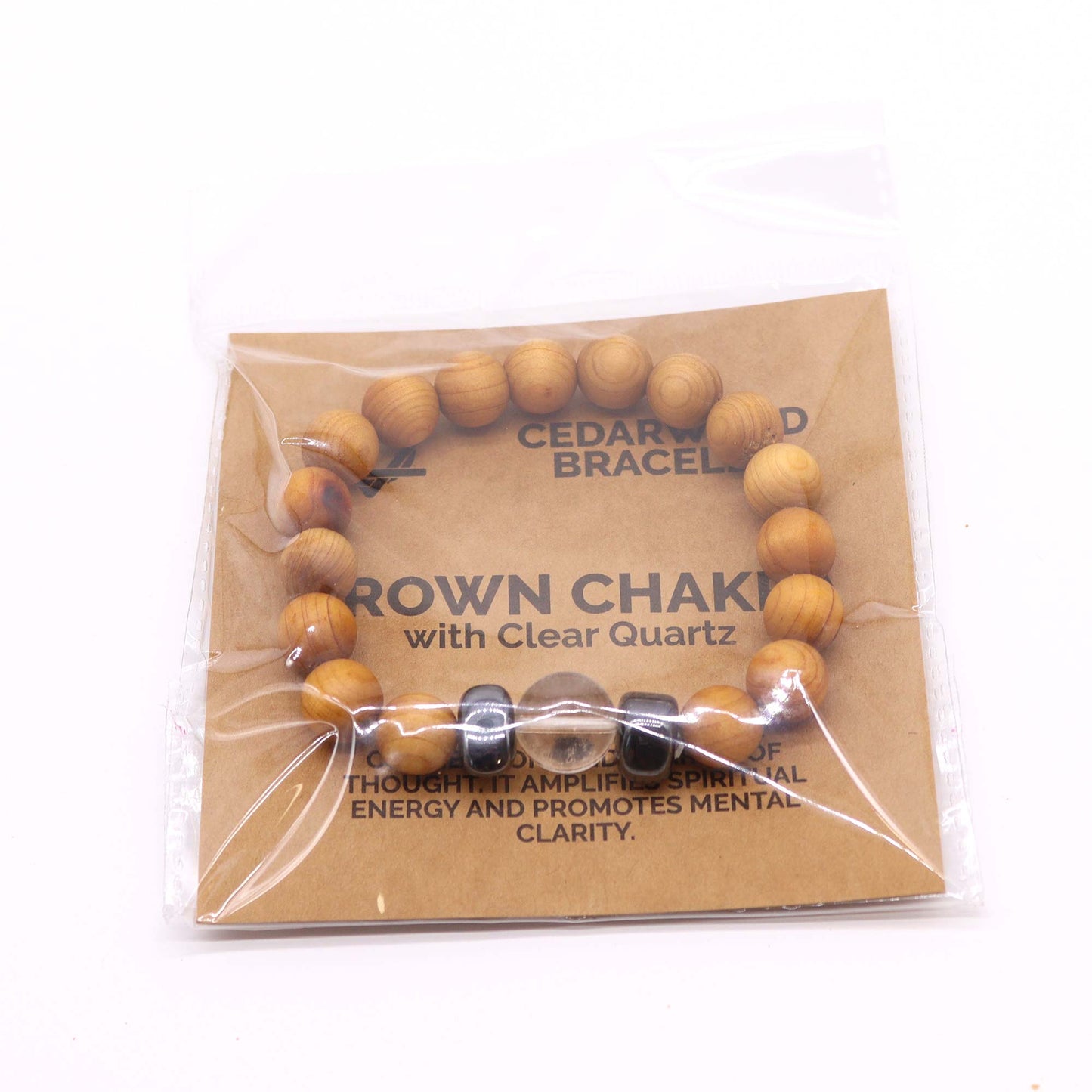 Cedarwood Crown Chakra Bangle with Clear Quartz