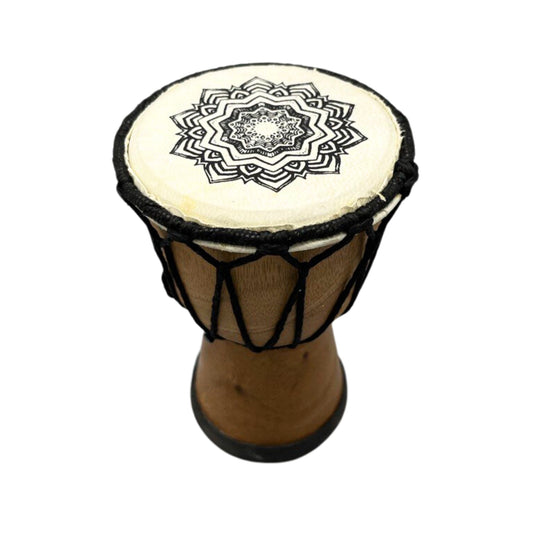 Handmade Wide Top Djembe Drum - Mandala Symbol - 15cm