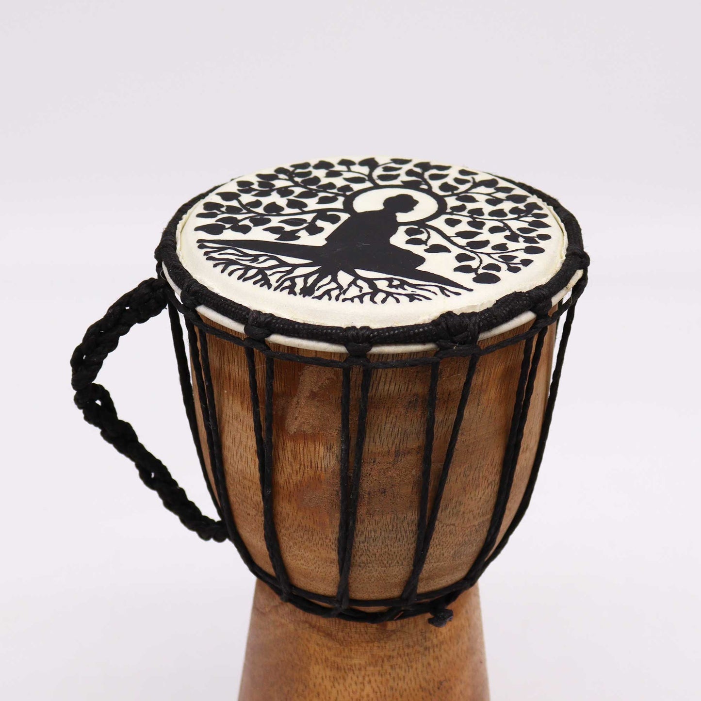 Handmade Wide Top Djembe Drum - Buddha Design 25cm