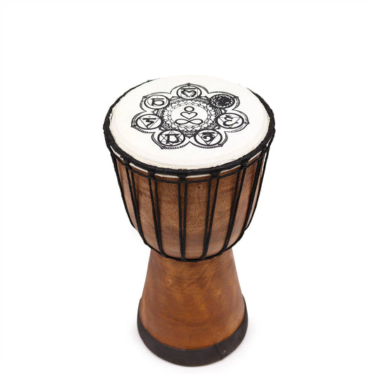 Handmade Wide Top Djembe Drum - Chakra Harmony - 30cm