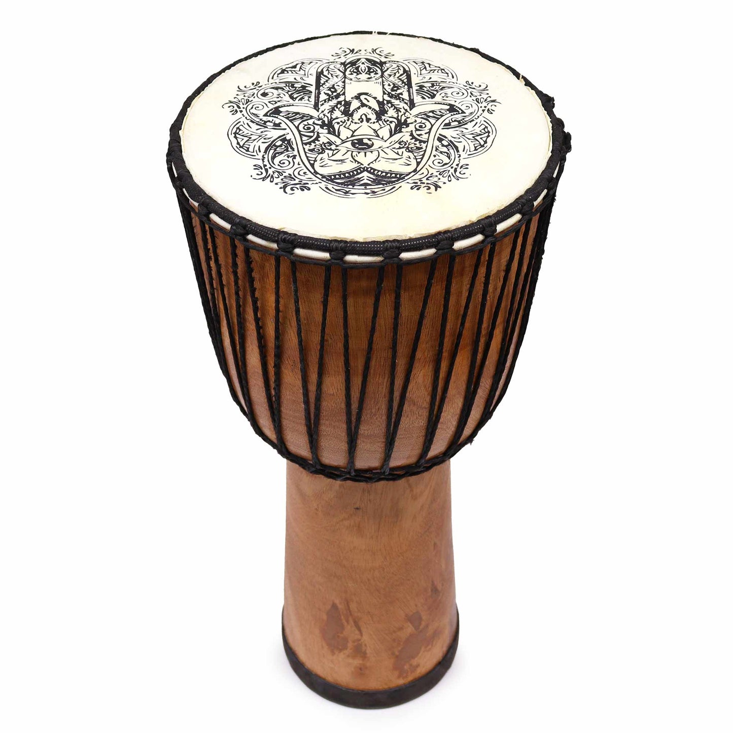 Handmade Wide Top Djembe Drum - Hamsa Pattern - 50cm