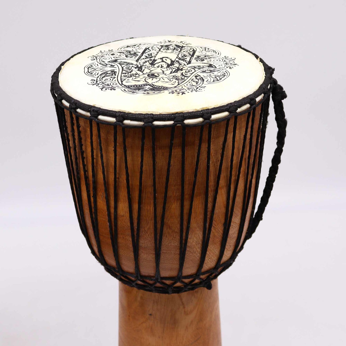 Handmade Wide Top Djembe Drum - Hamsa Pattern - 50cm