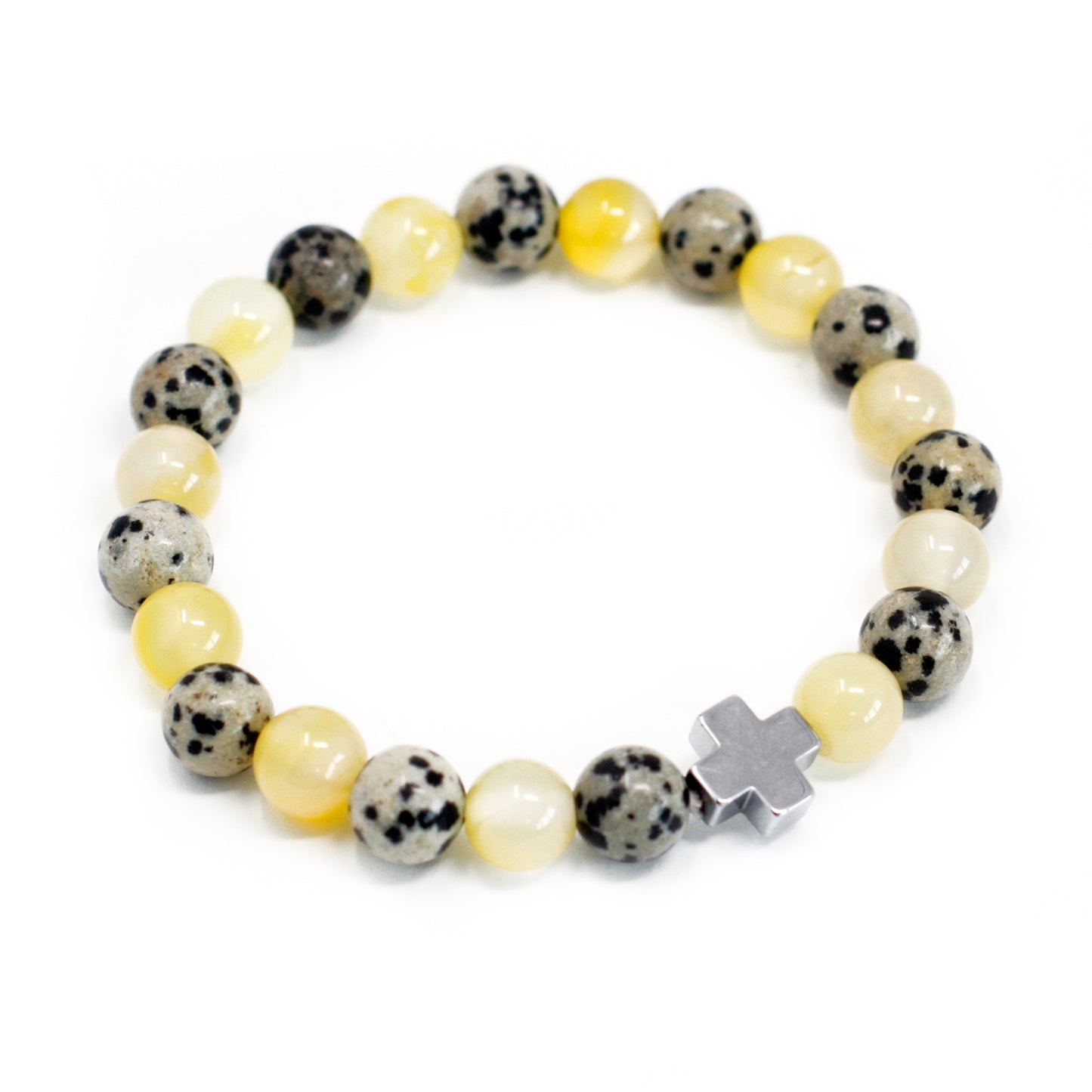 Set of 2 Gemstones Friendship Bracelets - Protection - Dalmatian Jasper & Yellow