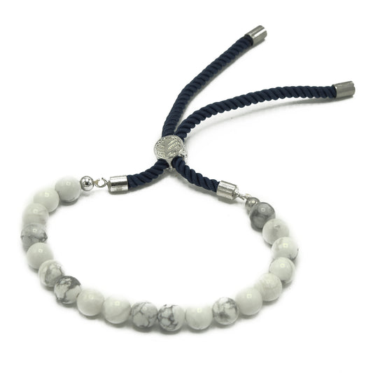 White Howlite Navy Bracelet | White Howlite Bracelet | Pura Anima