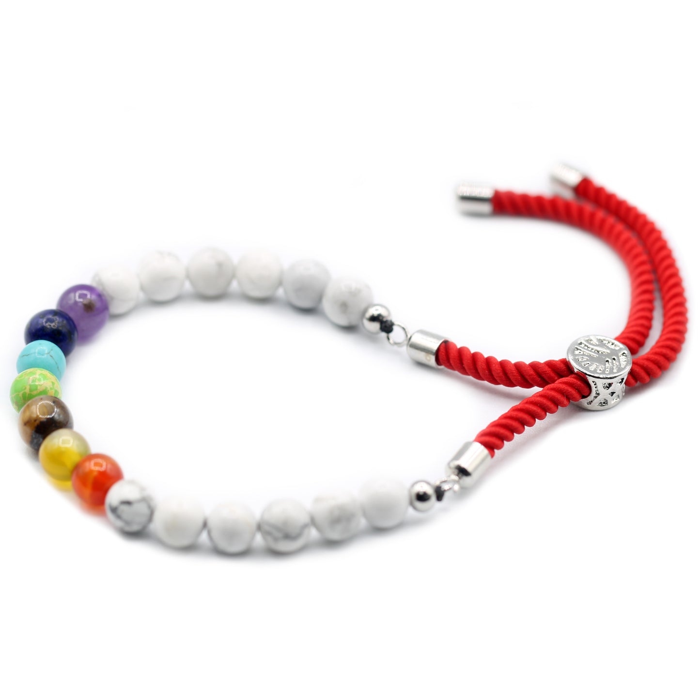 White Howlite Chakra Red Bracelet | White Howlite Bracelet|Pura Anima 