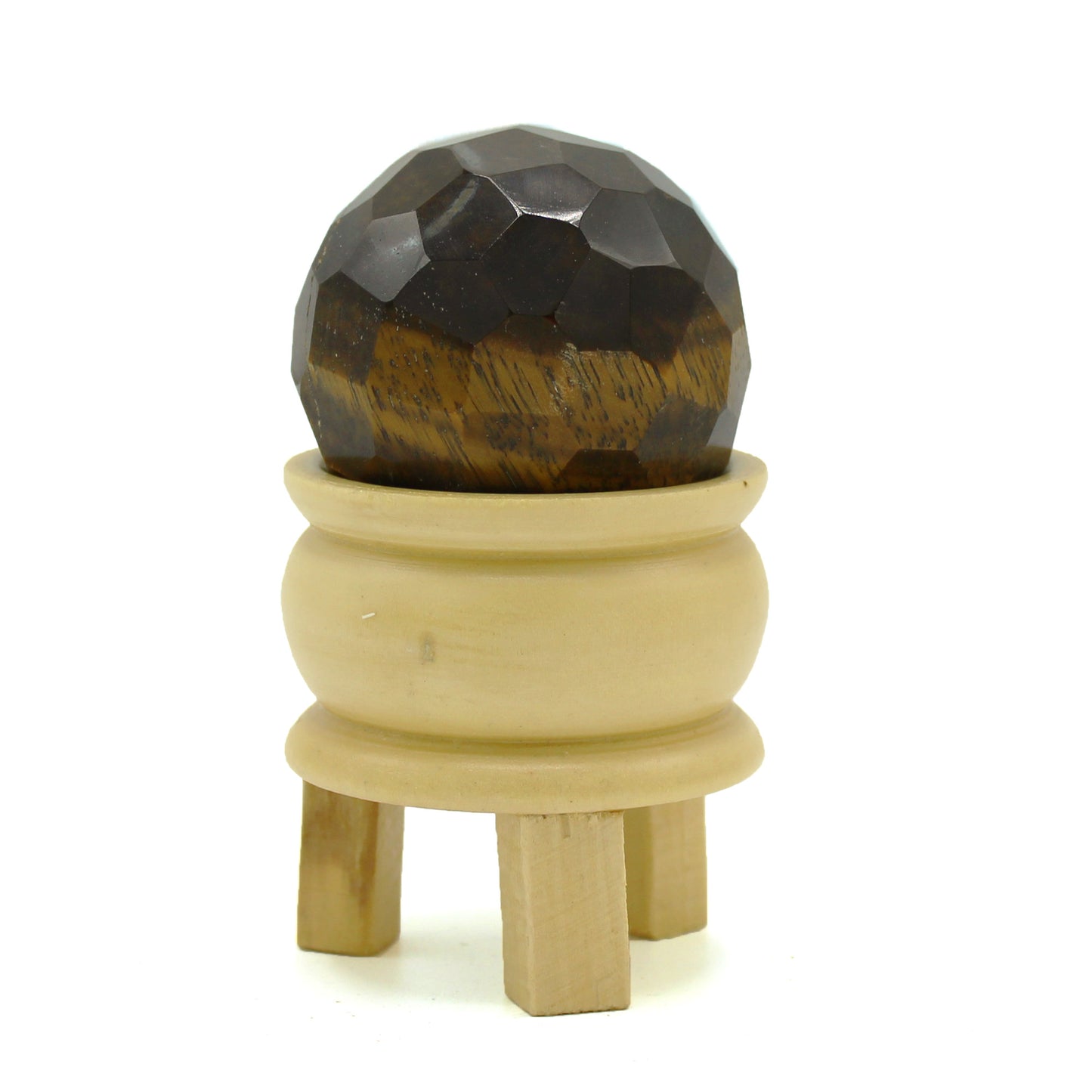 Gemstone Faceted Healing Ball & Stand - Tiger eye