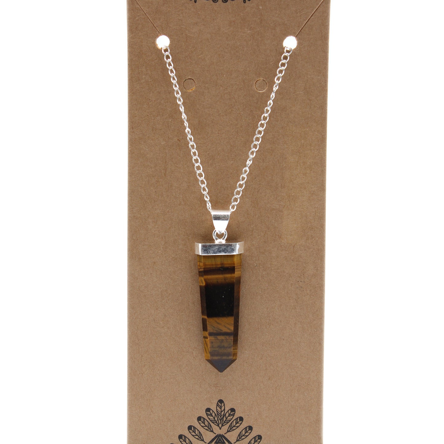 Gemstone Flat Pencil Pendant - Tiger eye