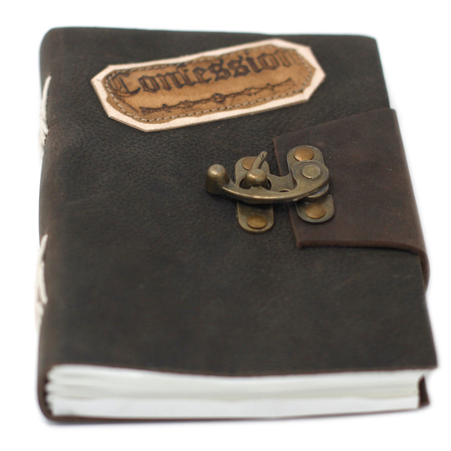 Leather Black Confessions with Lock Notebook ( 18x13 cm )