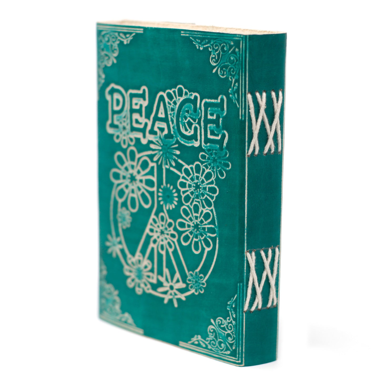 Leather Green Peace with Lock Notebook (18x13 cm)