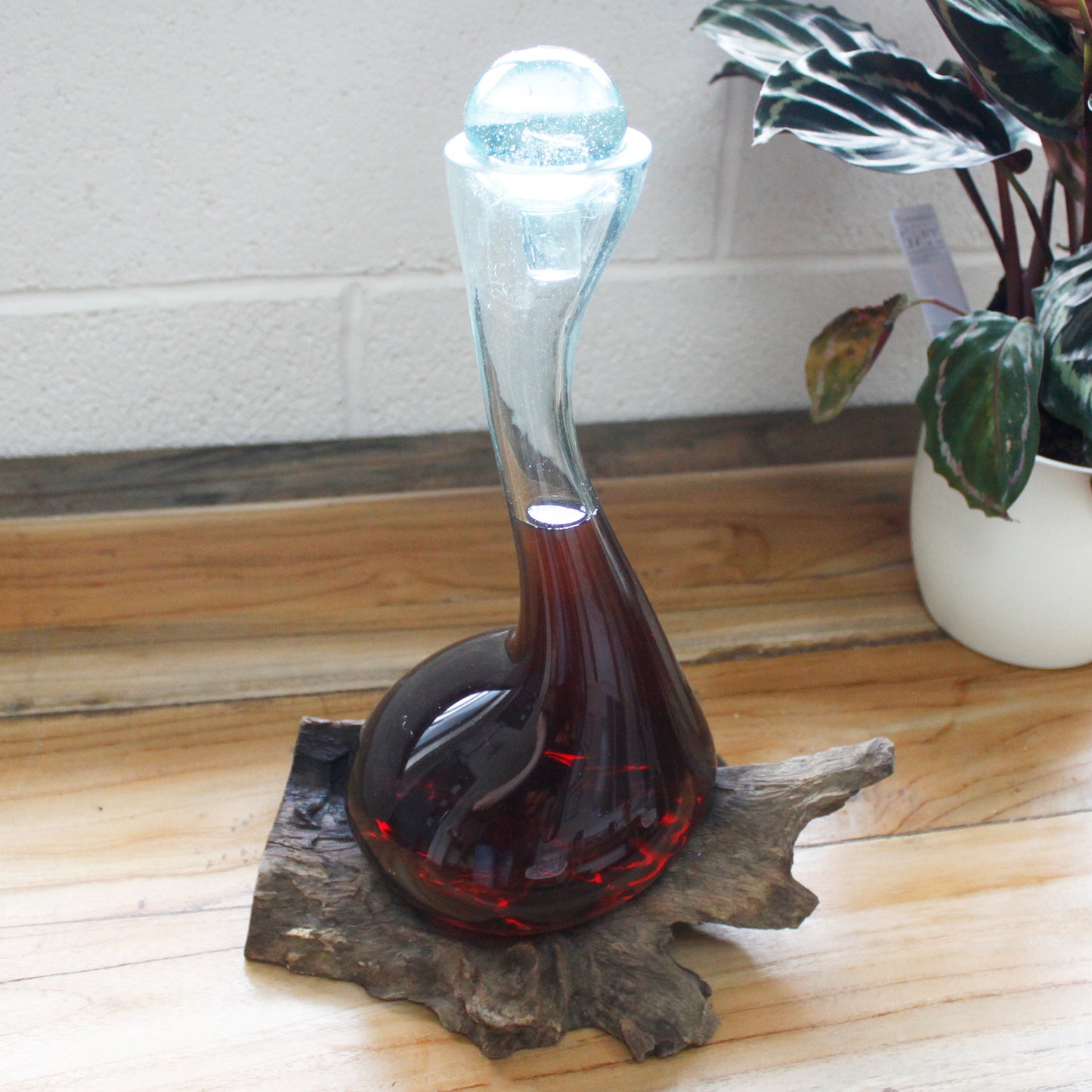 Molten Glass on Wood - Wine Decanter