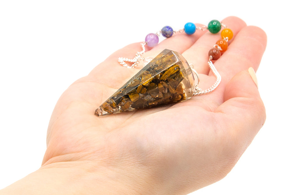 Orgonite Power Chakra Pendulum - Tiger eye