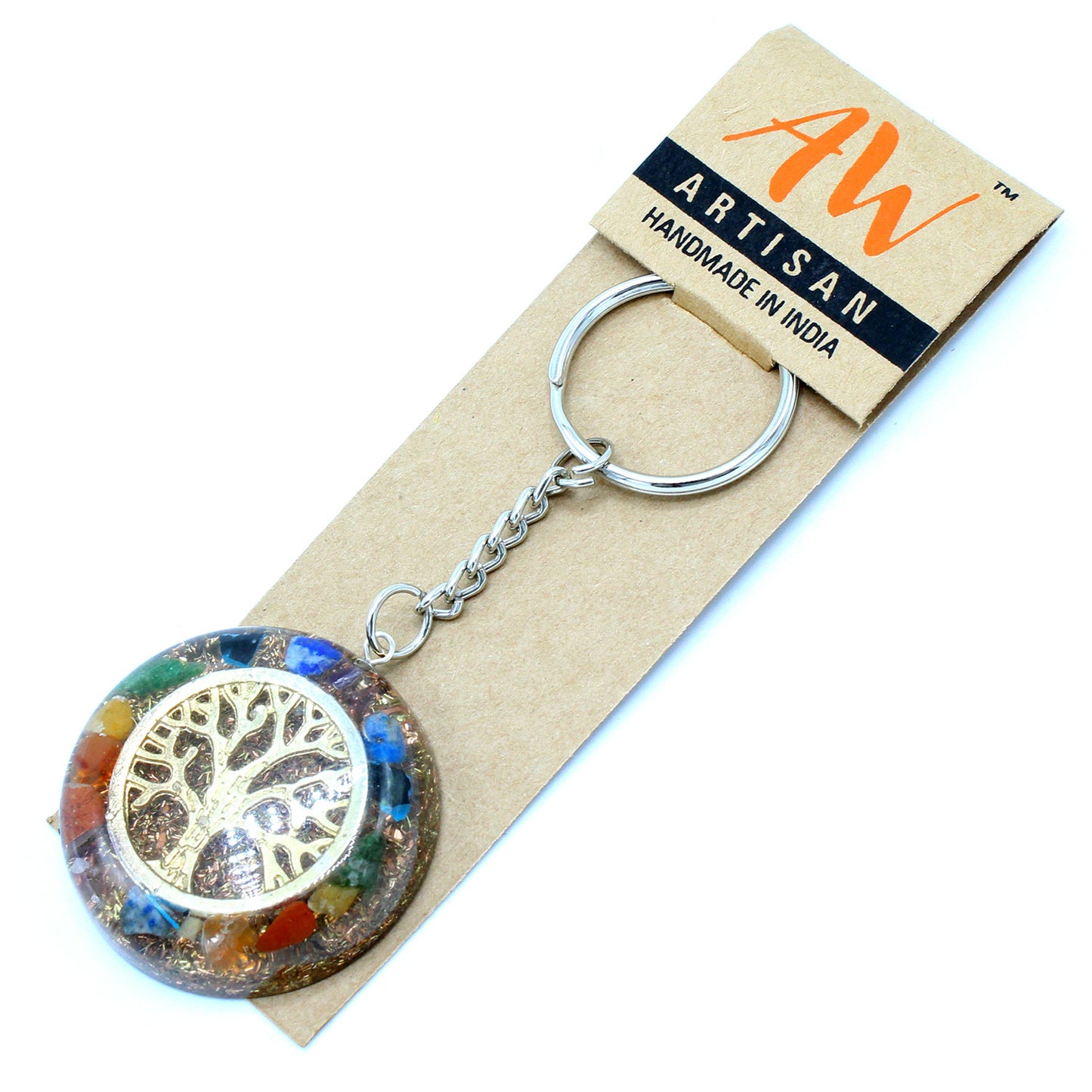 Orgonite Power Keyring - Gemstone Chakra / Tree of Life